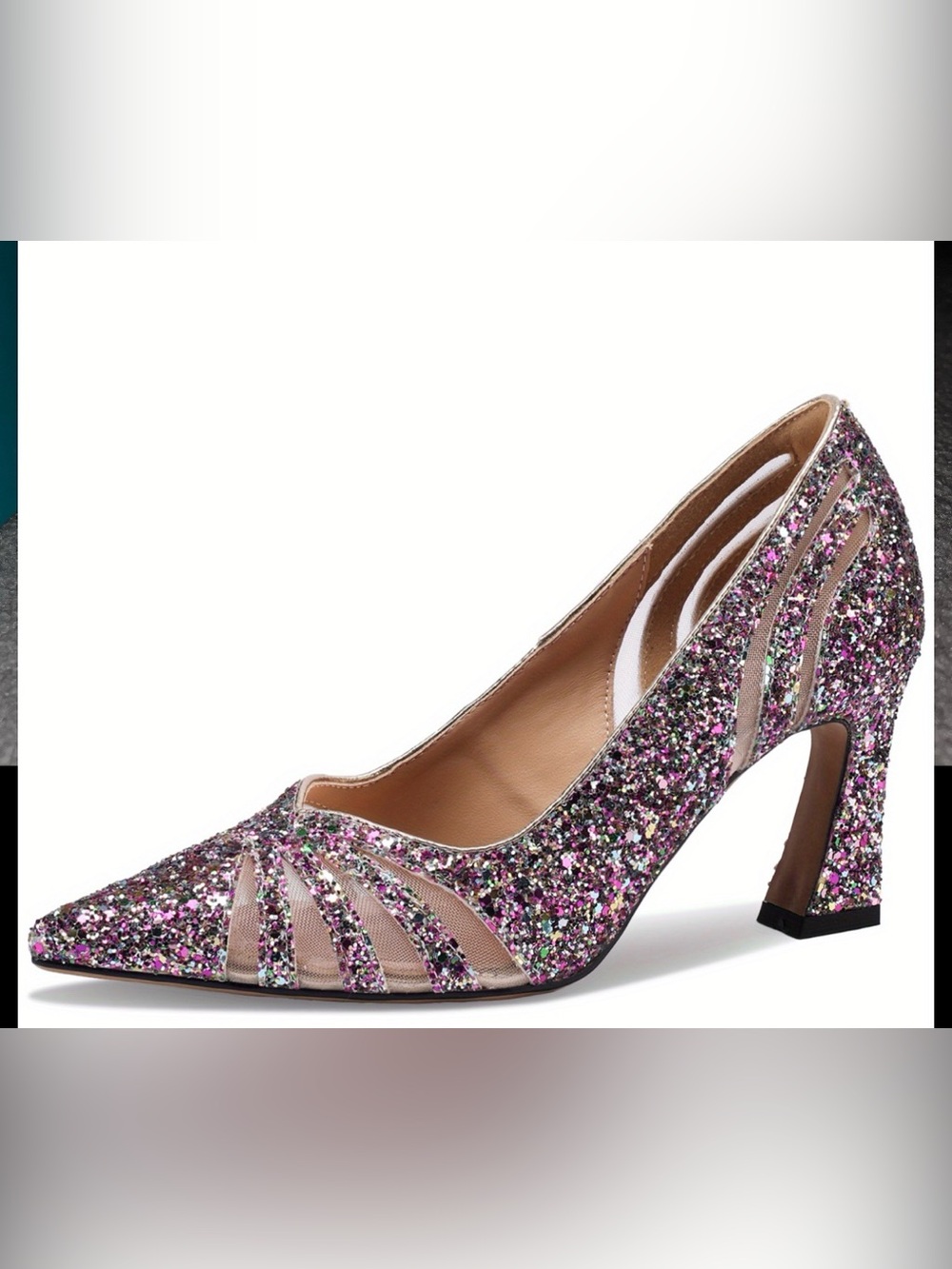 Glitter Mesh Pointed Toe Pump in Pink sz 8 NWT